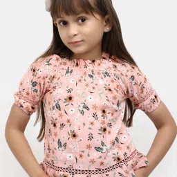 V-Mart Girls Floral Printed Cotton Peplum Top-image-85
