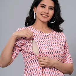 SIDDHANAM Geometric Printed Round Neck Maternity Peplum Top-picture-17