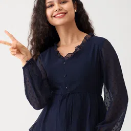 AASK Self Design V-Neck Long Sleeve Gathered Cinched Waist Top-picture-50