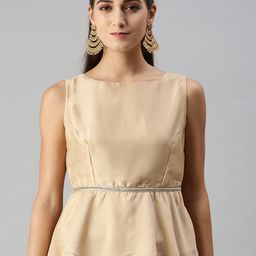 De Moza Beige Peplum Top-picture-4