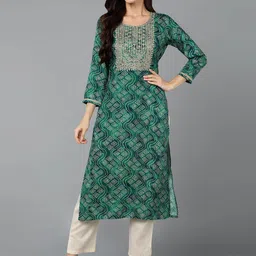 KALINI Bandhani Embroidered Thread Work Straight Kurta-30