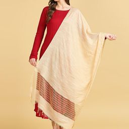 Dupatta Bazaar Striped Woven Design Cotton Silk Dupatta With Sequinned-2