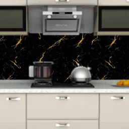 Jaamso Royals Black Marble Design Self Adhesive Oil - Proof Kitchen Wallpaper-image-36