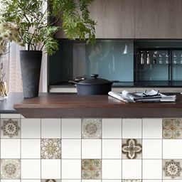 Asian royal White & Beige Printed Self Adhesive Wall Sticker-image-99