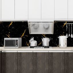 Jaamso Royals Black Printed Self Adhesive Oil Proof Kitchen Wallpaper-picture-20