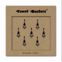 Comet Busters Black Embellished Reusable Designer Bindis - 7 Pcs-13
