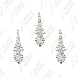 Comet Busters 3 Pcs Embellished Reusable Traditional Bindi - Silver-Toned-7