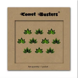 Comet Busters Green & Black Lotus Shaped Reusable Designer Bindis - 10 Pcs-19