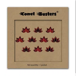 Comet Busters Red & Black Lotus Shaped Reusable Designer Bindis - 10 Pcs-2