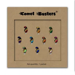 Comet Busters 10 Pcs Embellished Reusable Designer Bindis - Multicoloured-18