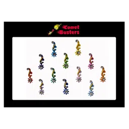 Comet Busters Multicoloured Embellished Handcrafted Beautiful Traditional Bindis - 12Pcs-82