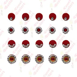 Comet Busters Red Embellished Reusable Designer Bindis - 20 Pcs-27