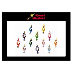 Comet Busters Multicoloured Embellished Handcrafted Beautiful Traditional Bindis - 12 Pcs-3