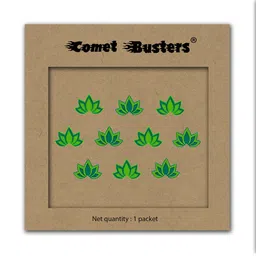 Comet Busters Green Lotus Shaped Reusable Designer Bindis - 10 Pcs-12