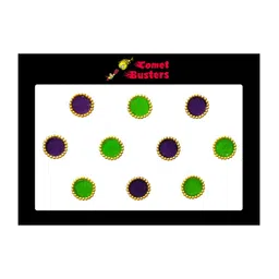Comet Busters Pack Of 10 Green & Purple Traditional Designer Bindis-10