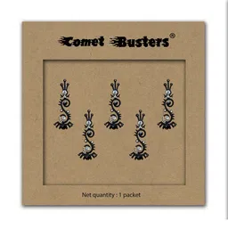 Comet Busters Black Embellished Traditional Designer Bindis - 5 Pcs-11