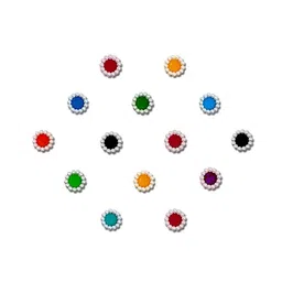 Comet Busters Set of 14 Beaded Bindis - Multicoloured-35