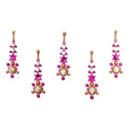 Comet Busters 5 Pcs Pink Floral Shaped Stone Studded Bindi-19