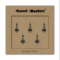 Comet Busters Black Embellished Reusable Designer Bindis - 5 Pcs-55