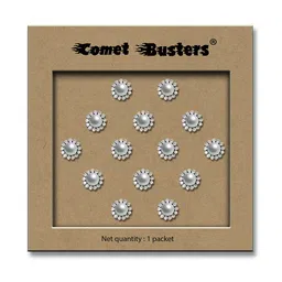 Comet Busters 14 Pcs Embellished Reusable Designer Bindis - Silver-Toned-31