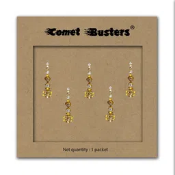 Comet Busters Gold-Toned Embellished Traditional Designer Bindis - 5 Pcs-47