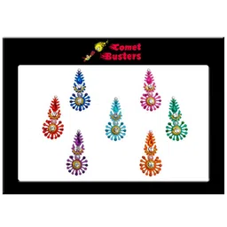 Comet Busters 7 Pcs Multicoloured Floral Shaped Stone Studded Bindi-48