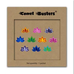 Comet Busters 10 Pcs Lotus-Shaped Reusable Designer Bindis - Multicoloured-4