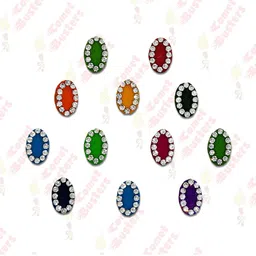 Comet Busters 12 Pcs Embellished Reusable Designer Bindis - Multicoloured-22