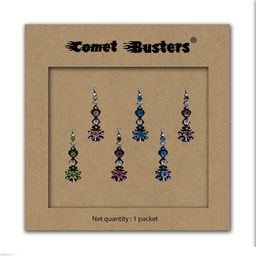 Comet Busters 6 Pcs Embellished Reusable Designer Bindis - Multicoloured-17