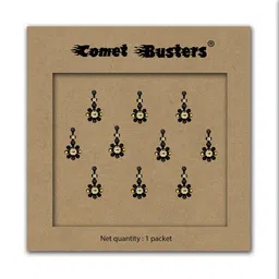Comet Busters Black Embellished Reusable Designer Bindis - 10 Pcs-41
