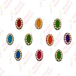 Comet Busters Multicoloured Embellished Reusable Traditional Bindis - 10 Pcs-37