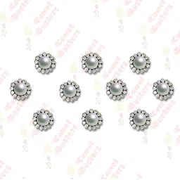 Comet Busters 10 Pcs Beaded Reusable Designer Bindis - White-5