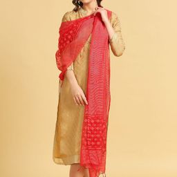 Dupatta Bazaar Geometric Woven Design Organza Dupatta-56