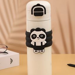 Yellow Bee White & Black Single Stainless Steel Printed Water Bottle-image-14