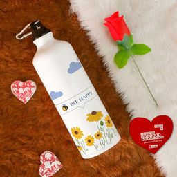 Indigifts White Printed Aluminium Flask Water Bottle 750 ml-image-74