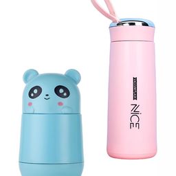 WELOUR Pink & Blue 2 Pcs Typography Printed Glass Water Bottles 500 ml-image-96