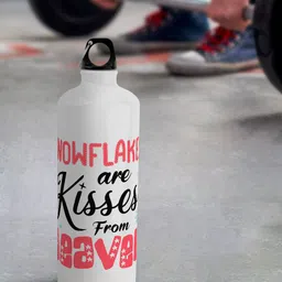 macmerise White Leak Proof Snowflake Kisses Design Aluminium Water Bottle 750 ml-30