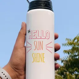 Indigifts White & Red Hello Sunshine Printed Aluminium Sipper Water Bottle 750 ml-image-59