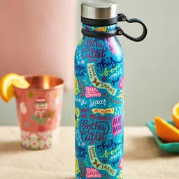 Chumbak Blue Printed Stainless Steel Sipper Bottle-image-32
