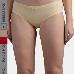 N-Gal Women Cream & Pink Pack Of 2 Solid Hipster Briefs-image-67