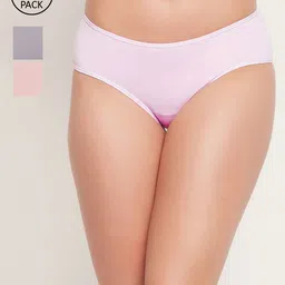 Clovia Women Pack Of 3 Solid Hipster Briefs-image-70