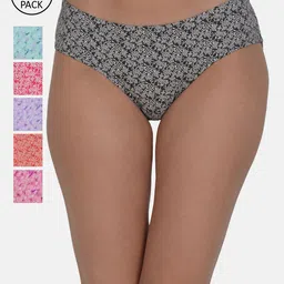 Leading Lady Women Pack Of 6 Printed Pure Cotton Hipster Briefs-image-35