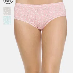RedRose Women Pack Of 3 Floral Printed Cotton Hipster Briefs-image-98