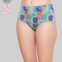 Clovia Women Pack of 2 Printed Cotton Hipster Briefs-image-78
