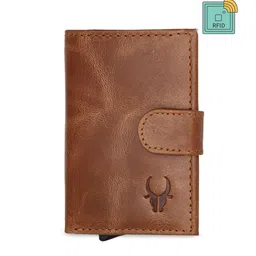 WildHorn Unisex Tan Brown RFID Protected Solid Genuine Leather Card Holder-picture-4