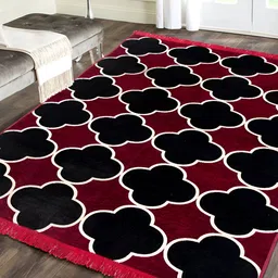 ZESTURE Maroon Geometric Printed Carpet-0