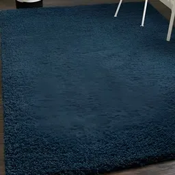 Shopgallery Teal Blue Textured Anti Skid Rectangle Shaggy Carpet-image-86