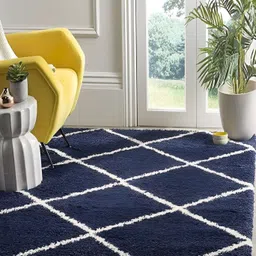 Shopgallery Navy Blue Geometric Anti-Skid Carpet-image-101