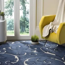 Shopgallery Navy Blue & White Geometric Anti-Skid Carpet-48