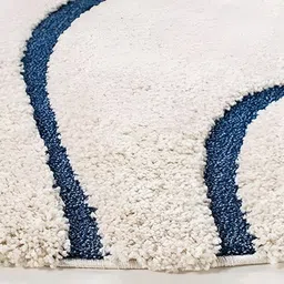 Shopgallery Off White & Blue Abstract Anti-Skid Shaggy Carpet-picture-13